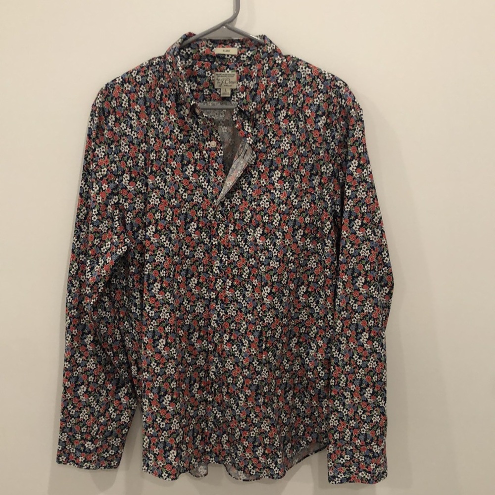 Stretch Secret Wash Organic Cotton Poplin mens floral button down 🌺 - Picture 3 of 9